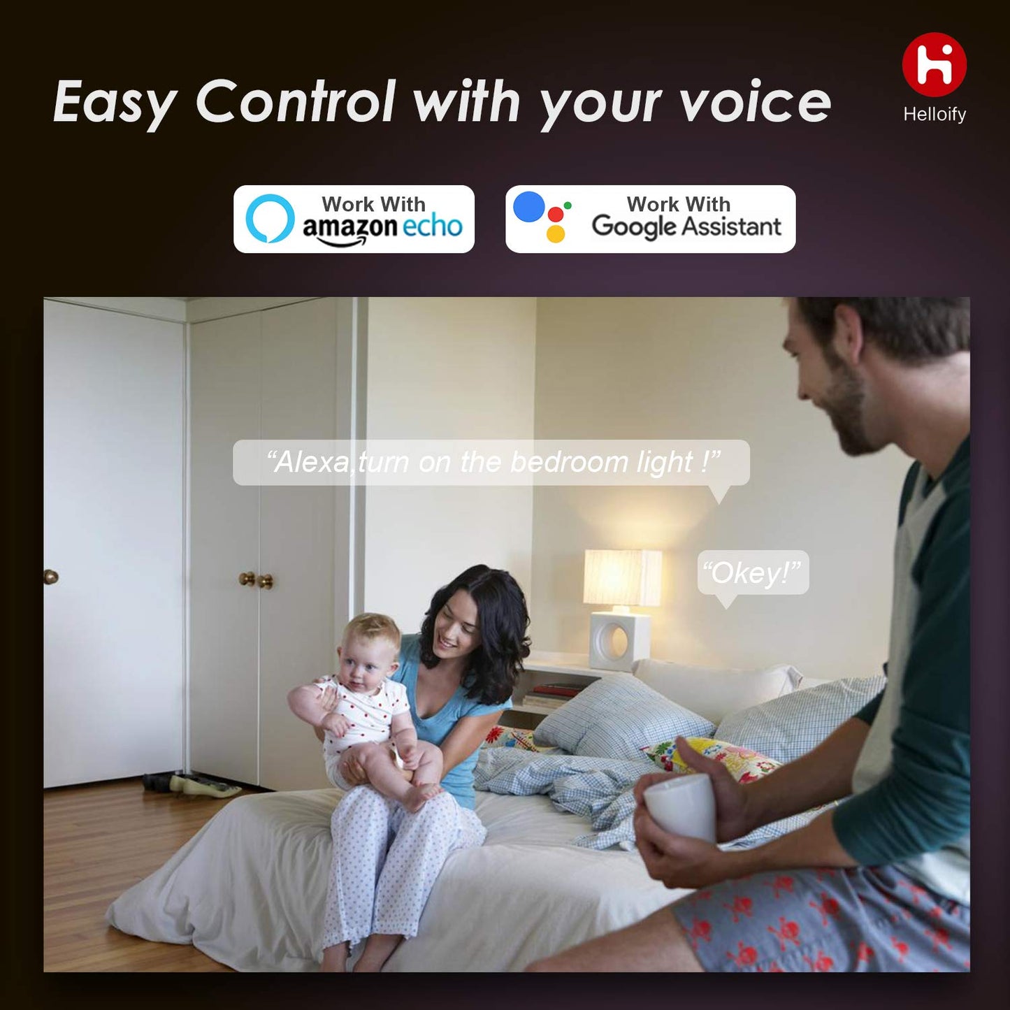 helloify WiFi LED Smart Bulb, Filament Vintage Style, ST64, 2 Pack, 2700K-6500K White Light, E26, 5 Watt