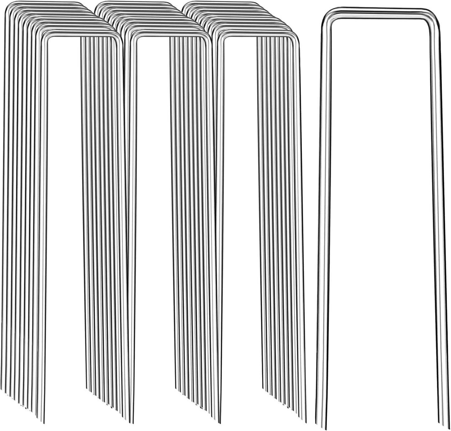 Landscape Staples 12 Inch, 100 Pack 8 Gauge Galvanized Garden Staples U-Shaped Landscape Stakes, Heavy Duty Ground Stakes for Outdoor Decorations, Weed Barrier Fabric, Irigation Tubing, Tent