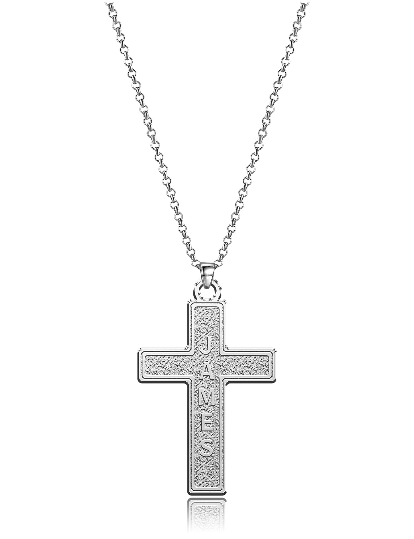 Moonlight Collections Engraved Personalized Cross Necklace with Names for Men Sterling Silver Custom Cross Necklace