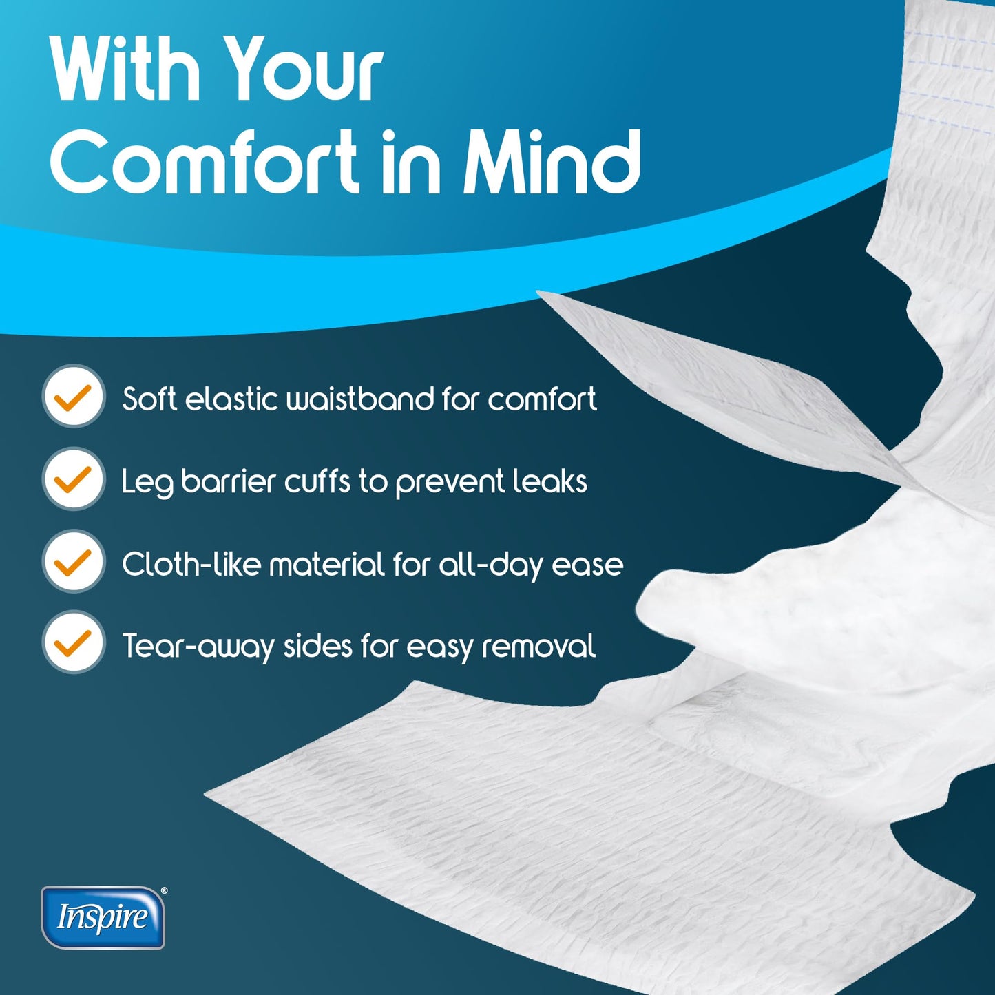 Inspire Adult Diapers Women or Men - MAX Absorbency | Our Most Absorbent and Dry, Incontinence Underwear for Women or Men | Leak Proof Diaper Overnight or Daytime for Heavy