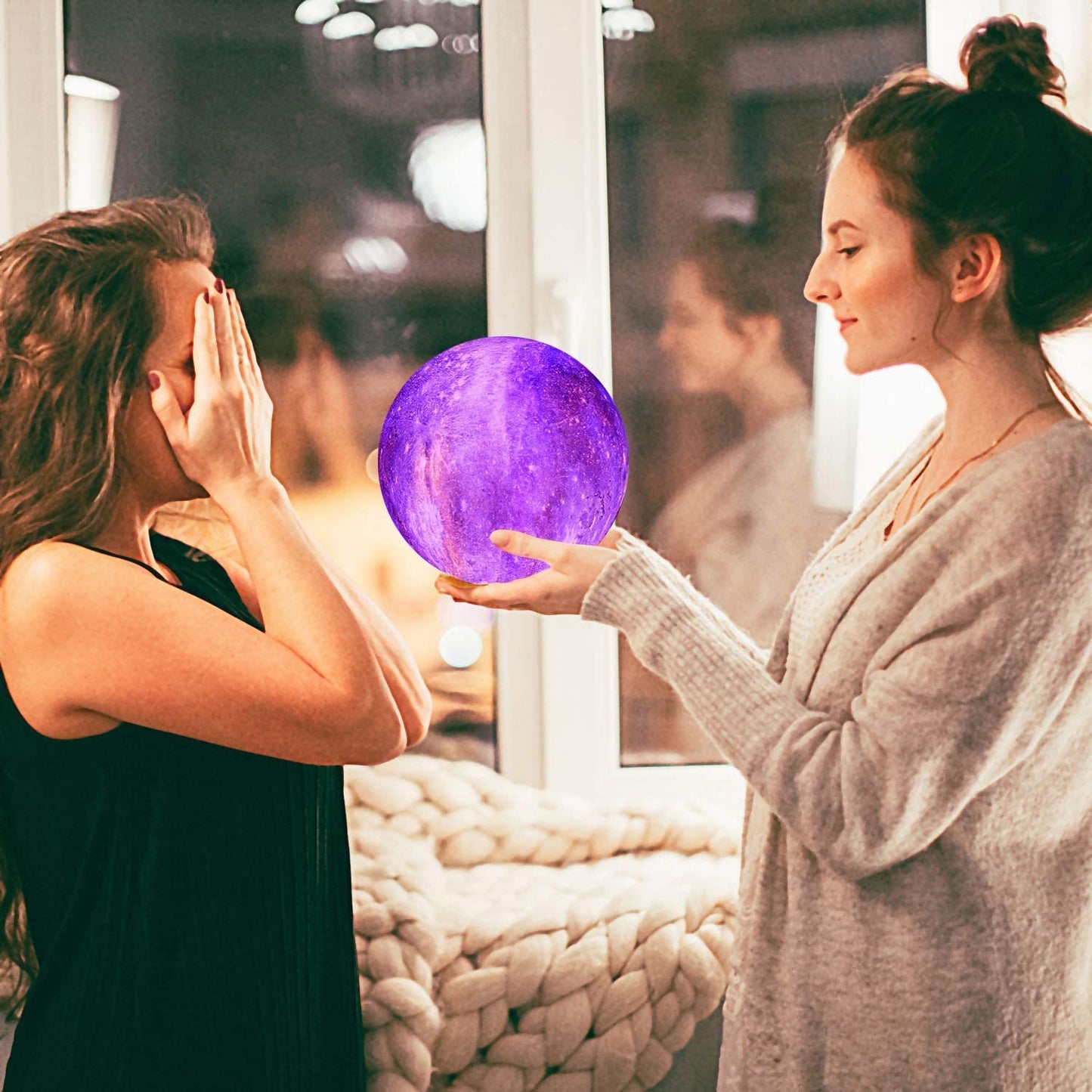 LOGROTATE Moon Lamp - 3D Printing LED Night Light, 16 Colors, USB Rechargeable, 5.98 Inch, Multicolor, Model SML-2020