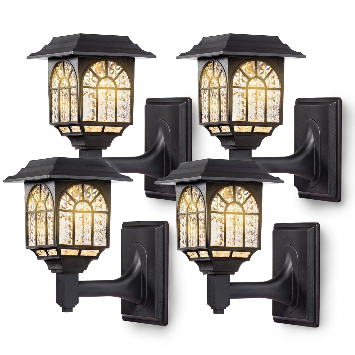 Leidrail Solar Fence Lights, 2 Pack Waterproof Led Lanterns, Warm White, Outdoor Deck Post Lighting For Garden Yard Patio