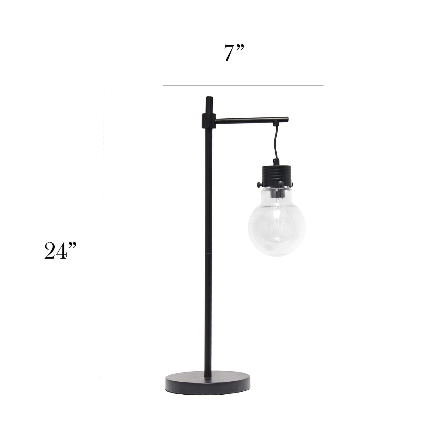 Elegant Designs LT1057-BLK Vintage Modern Edison Hanging Light Bulb Globe Table Lamp, Metal, Black