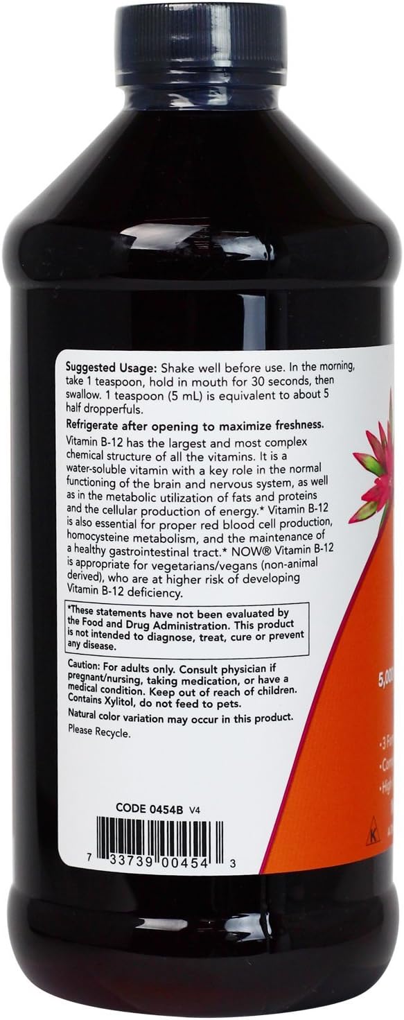 NOW Foods - Ultra B-12 Liquid Cellular Energy Boost 5000 mcg. - 16 oz. (2-Pack)