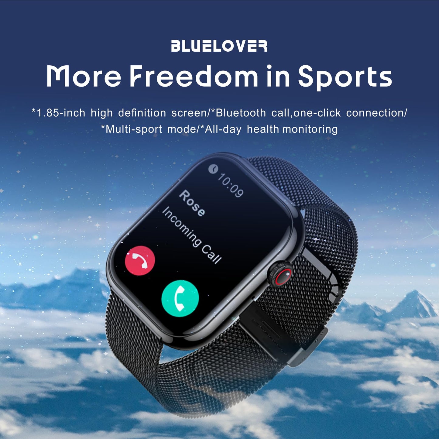 Men's Women's Smart Watch Pro，1.85-inch high Definition Screen/*Bluetooth Call, Blood Pressure,Fitness Tracker Smart Sports Watch for Android Phone/iPhone Compatible