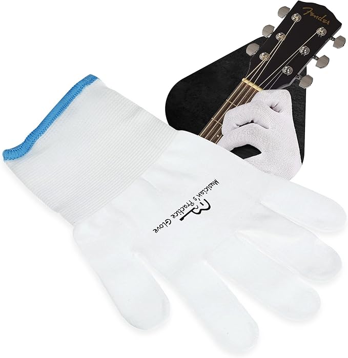MUSICIANS PRACTICE GLOVE - 1 Glove - Finger & Hand issues (X-Large, White)