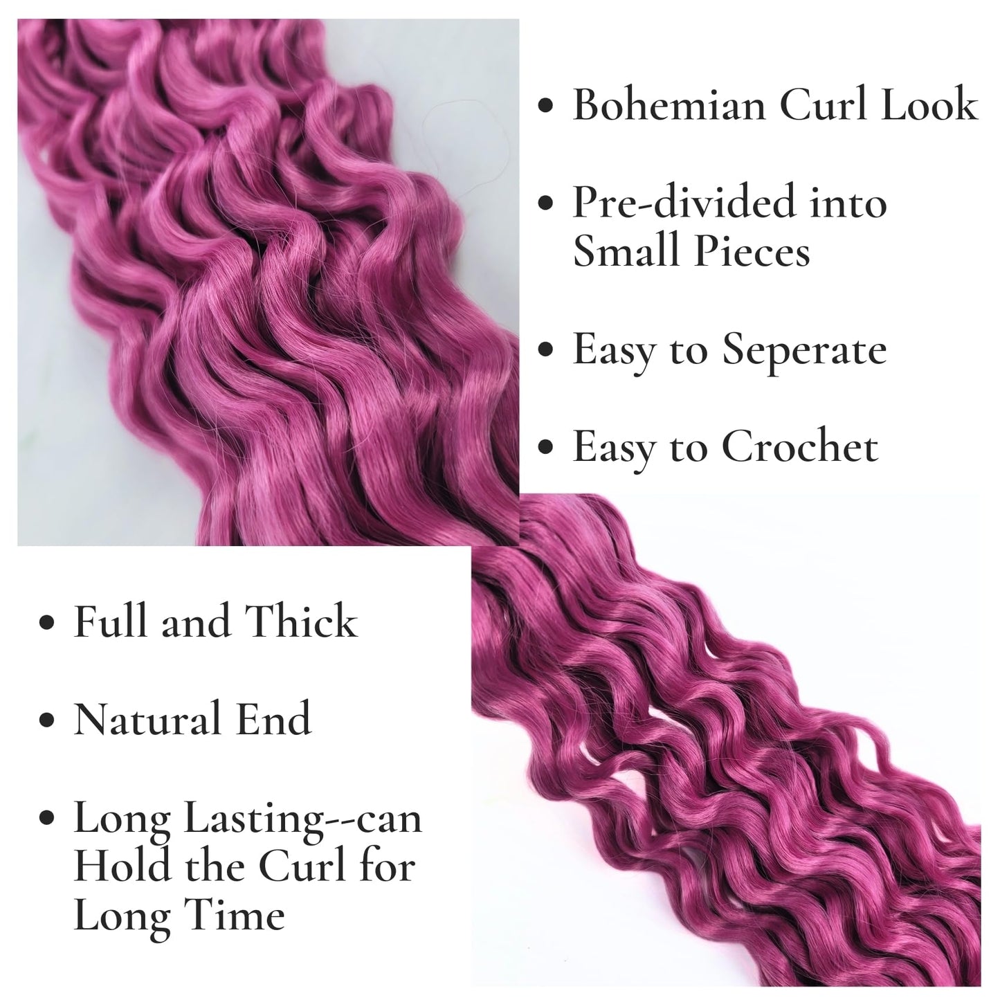 Deep Pink Braiding Hair Pre Stretched Knotless Braiding Hair for Boho Braids(6 Packs)