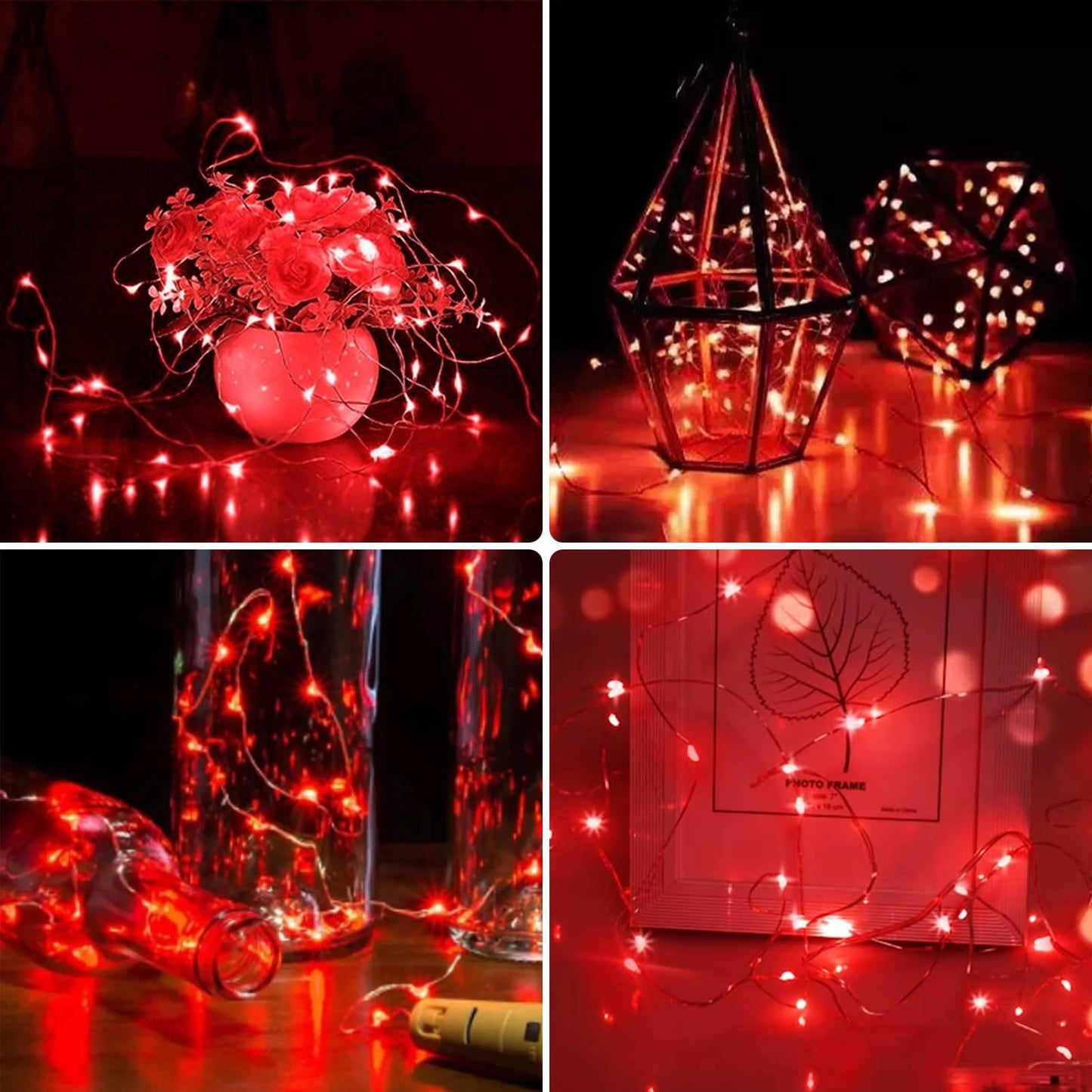 YIQU 3 Pack Fairy Lights, 26 FT 80 LED, Battery Operated with Remote Control Timer, 8 Modes, Red