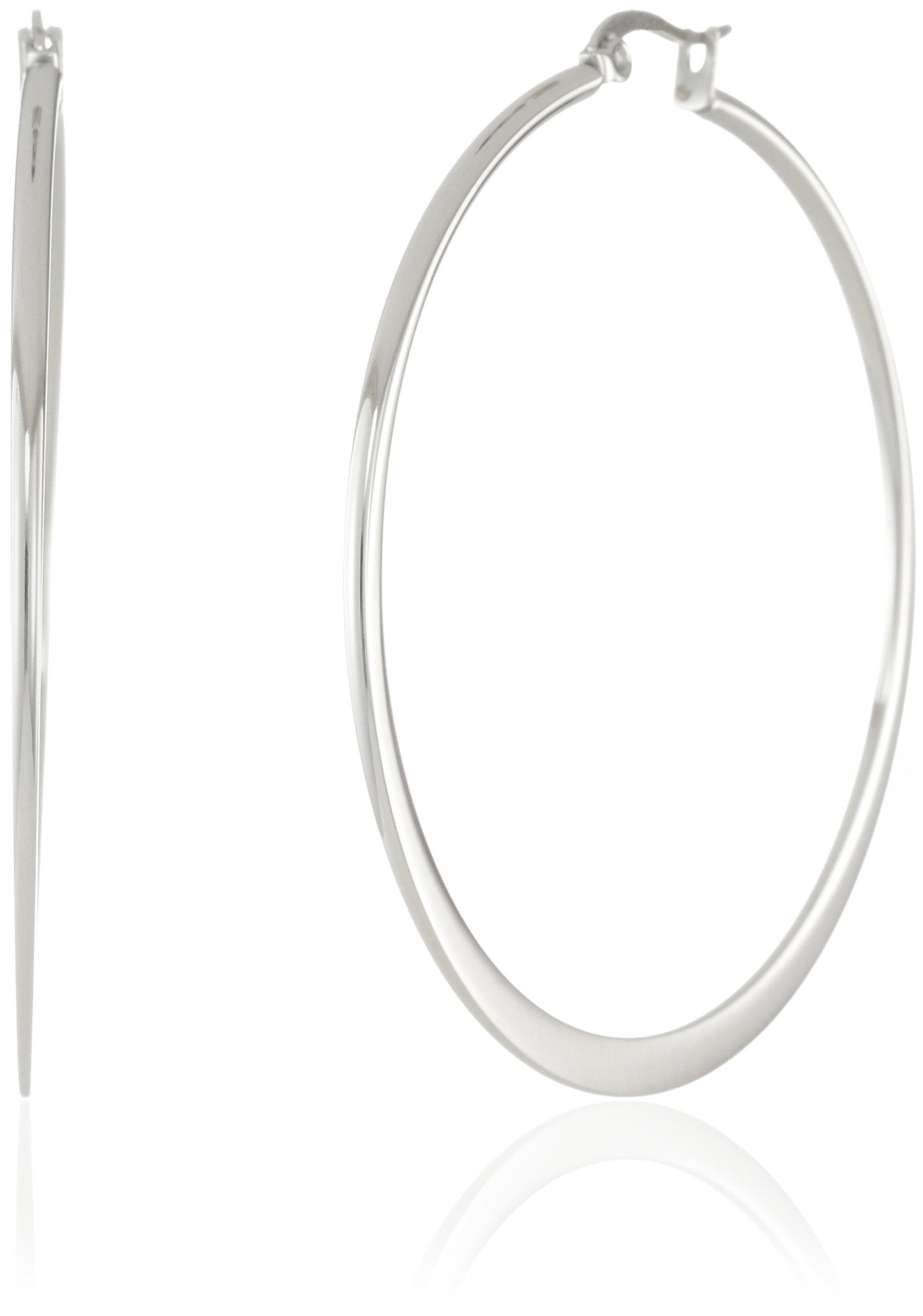 Amazon Essentials Stainless Steel Flattened Hoop Earrings (55mm) (previously Amazon Collection)