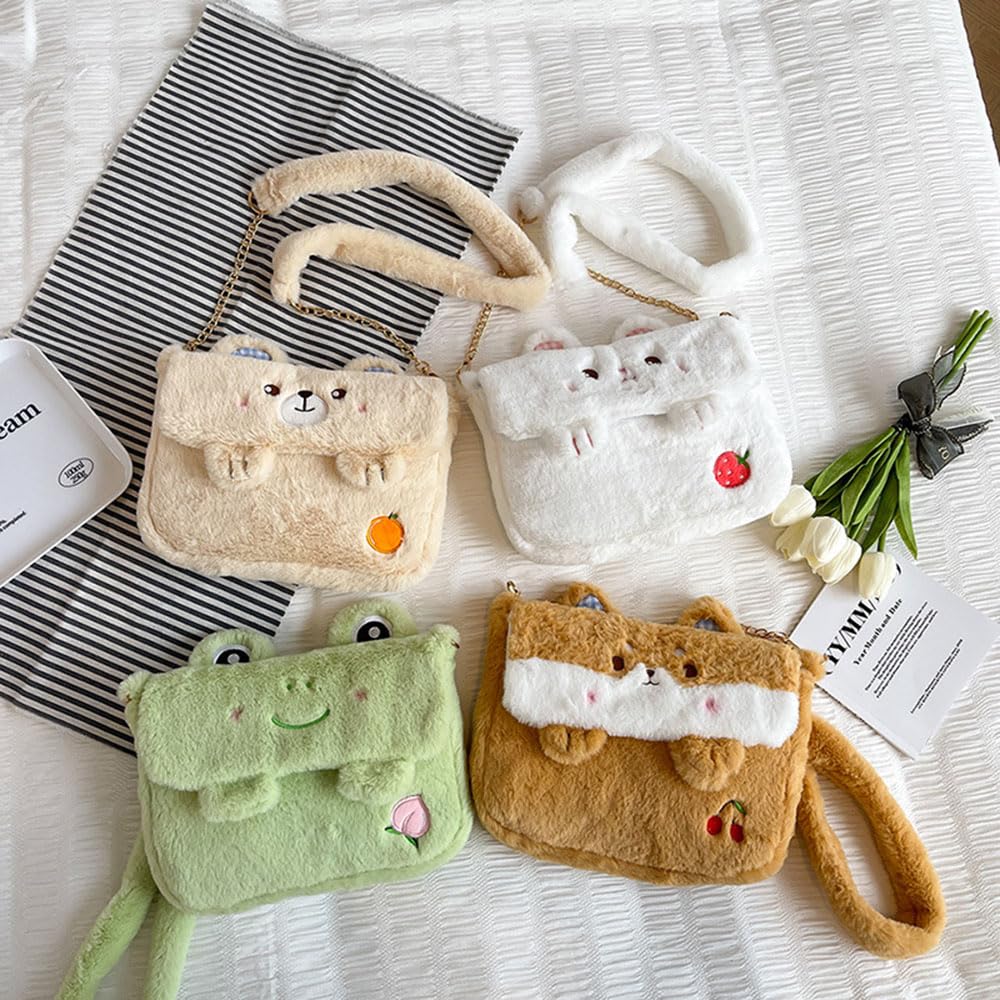 3D Cartoon Frog Plush Pouch, Small Coin Wallets, Cute Headset and Hair Accessories Bags - Fun Gifts Goodie Bag (Frog)
