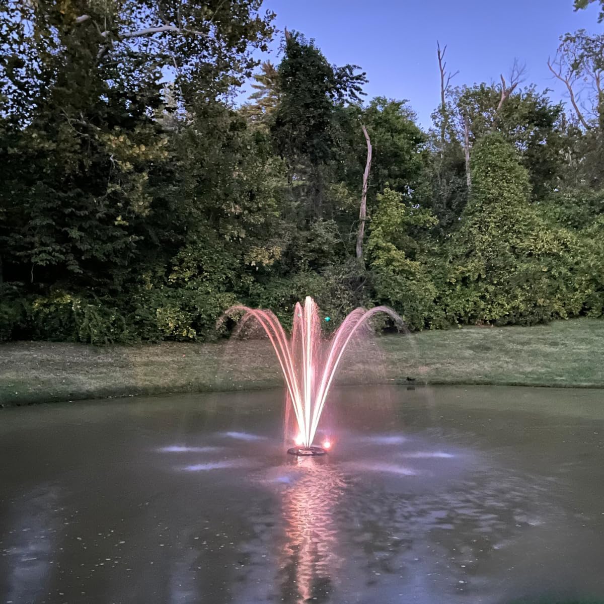 HALF OFF PONDS Floating Fountain – 1.2 HP Pond Aerator with 200' Cord – 10,000 GPH Water Pump – 11 Spray Patterns - Color-Changing Lights & Control Box - for Large Ponds, Lakes & Water Gardens