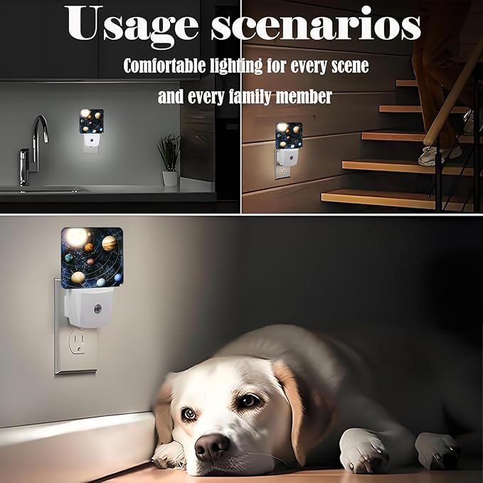 Solar System Planets Night Light,Plug-in Nightlights Auto Sensor Night Lamp Dusk-to-Dawn Lamp Home Decor for Nursery Children Girls Boys
