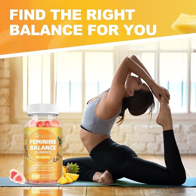 Premium Feminine Balance Gummies, Women’s Health Probiotics, Immune Support, Gut Health, Hormone Balance, PH Balance Vitality, Pineapple Flavor, 60 Count