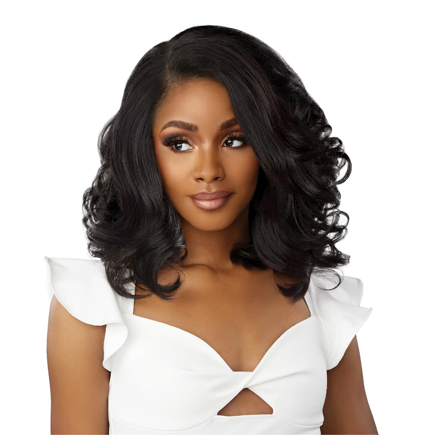 Sensationnel Dashly lace front wig - unit 40 hand tied laceparting ear to ear synthetic (1B OFFBLACK)