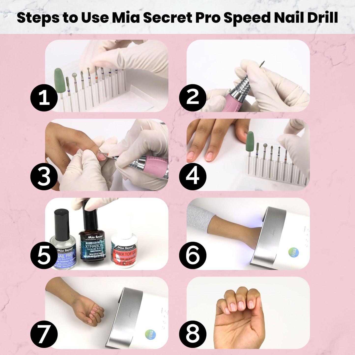 Mia Secret - 272 - PROFESSIONAL Pro-Speed Portable Rechargable Nail Drill - White & Pink NEW ITEM !