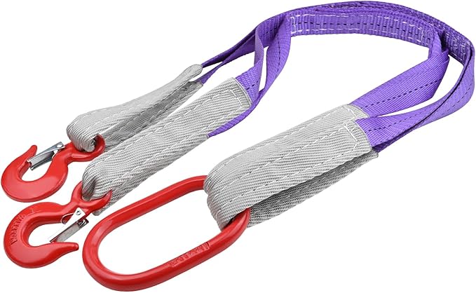 Lifting Slings Straps with Hooks - 3.3 FT, 4409LB Pounds Capacity, Polyester Bridle Sling, Heavy Duty Two Leg Rigging Stra...