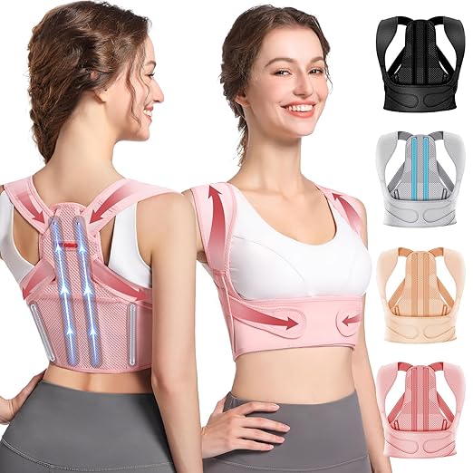 Fit Geno Posture Corrector for Women: Adjustable Lightweight Upper Back Brace for Neck Shoulder & Upper Back Pain Relief -...