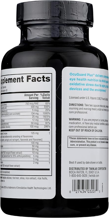 Twinlab Ocuguard Plus - Eye Supplement with Zinc, Vitamin A, C & D - 120 Veggie Capsules