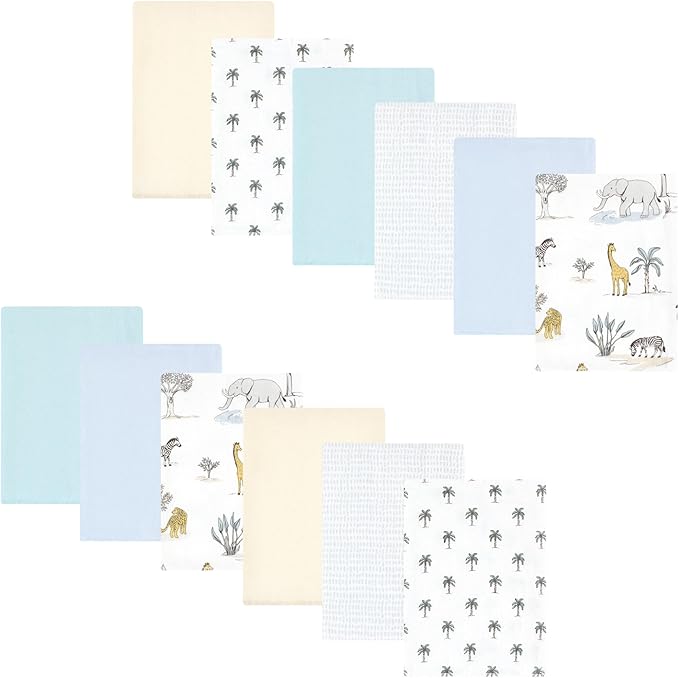Luvable Friends Hudson Baby Flannel Burp Cloths 12pk, Safari Friends