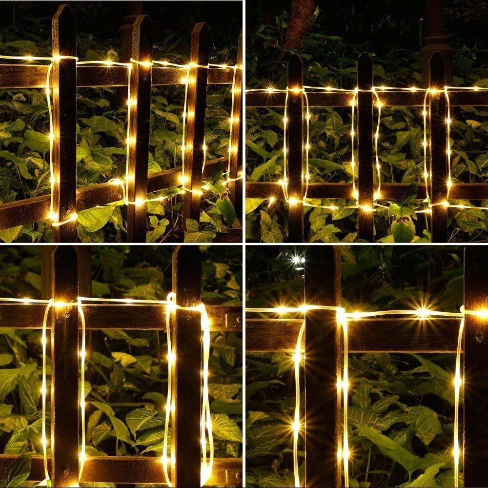 LairtPOW Solar Outdoor Lights 100 LED 3 Pack, Warm White, IP65 Waterproof for Garden, Party, Home, Wedding, Christmas, Halloween Decor