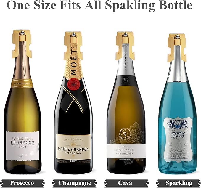 LIZIMANDU Champagne Stopper, Stainless Steel Bottle Plug Sealer for Sparkling Wine, Superior Leak,keeps Wine, Champagne, Prosecco, Cava, and Sparkling Wine fresh longer(1-Gold Splash Ink)