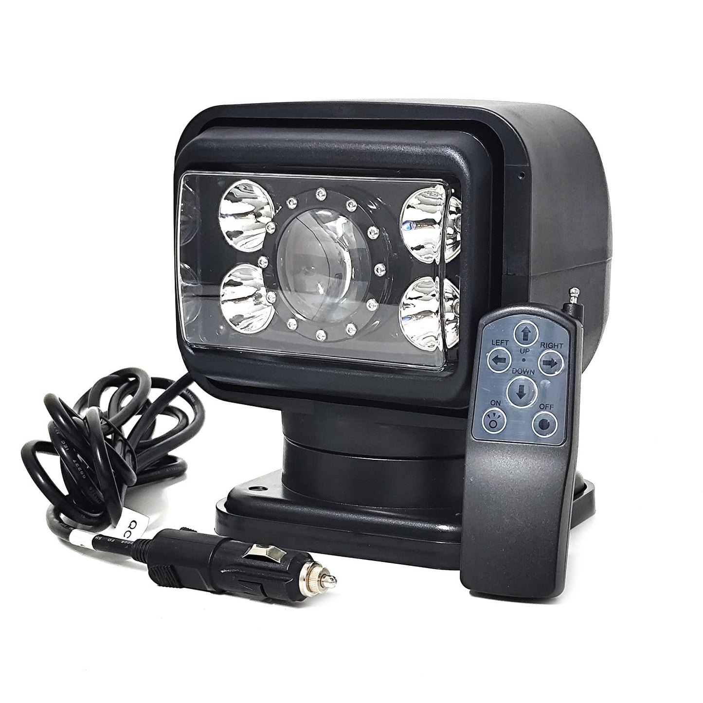 Led Search Light 7 Inch 70W 360 Degrees Rotating Remote Control 9-32V Super Bright Laser Work Light Spot Led Driving Lights Offroad Lights Boat Lighting Black Colour Water Proof