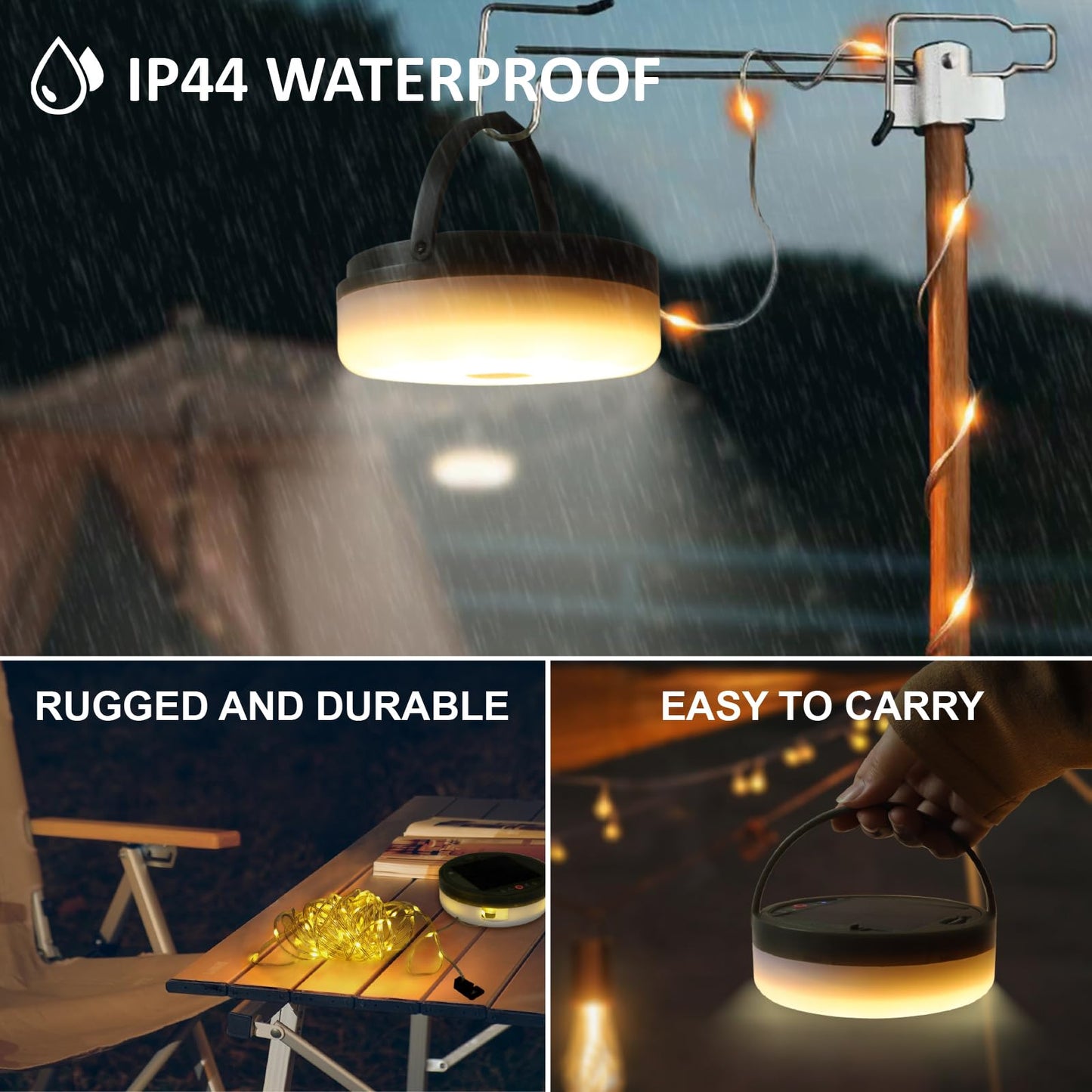 MDCMLKS Solar Camping String Lights, 39.4FT, 2-Pack, Waterproof, 8 Lighting Modes, Green, Model SCSL-1