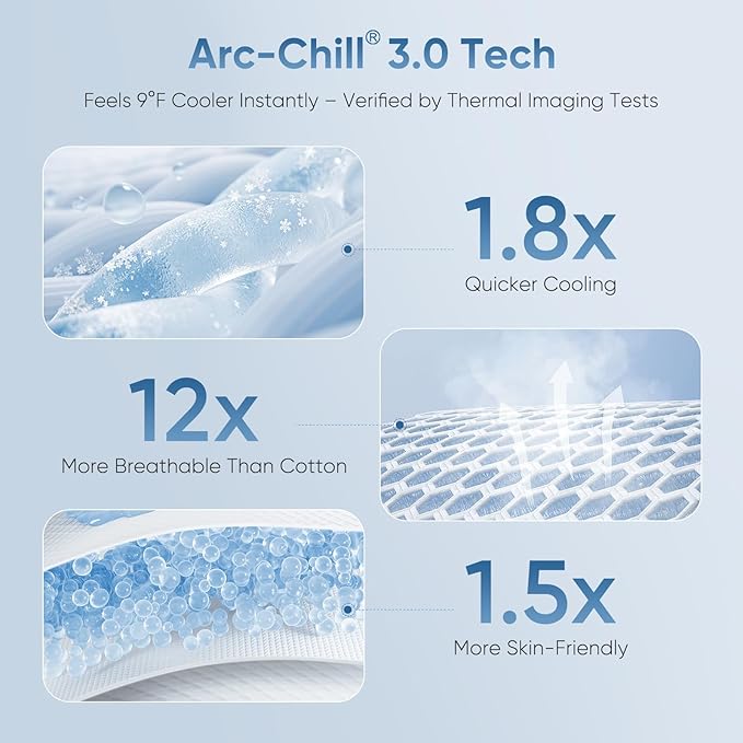 Elegear Revolutionary Cooling Blanket Twin, Absorbs Heat to Keep Body Cool for Night Sweats, Arc-Chill 3.0 Cool Fiber Q-Max>0.5 for Hot Sleepers, Lightweight Summer Cold Blankets for Sleeping, Blue