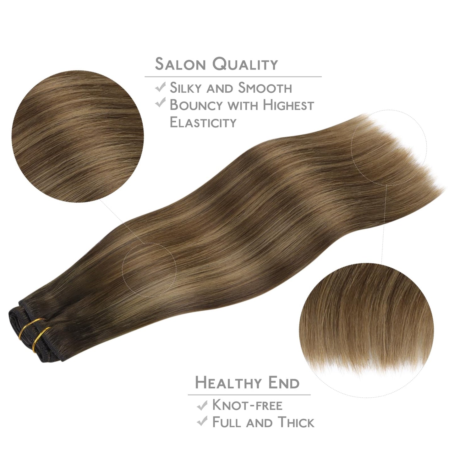 WENNALIFE Clip in Hair Extensions - Real Human Hair, 24 Inch 120g 7pcs, Light Ash Brown to Warm Chocolate Highlighted Caramel Bl