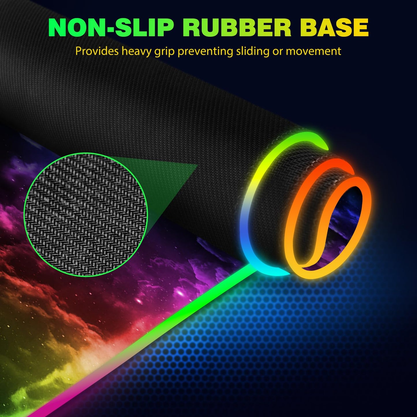 AIMSA Wireless Charging RGB Gaming Mouse Pad 15W, Extended LED Desk Mat Protector 800x300x4MM, 14 Light Modes Extra Large Mousepad Non-Slip Rubber Base Desk Mat, Nebula Universe
