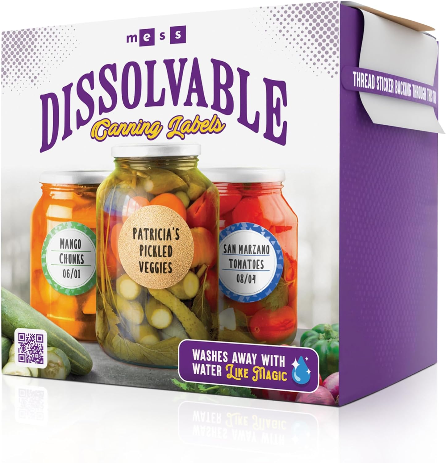 MESS Dissolvable Canning Labels, 1" Round, 200-Pack – Removable Kraft Mason Jar Stickers for Homemade Jam, Food Storage & Containers