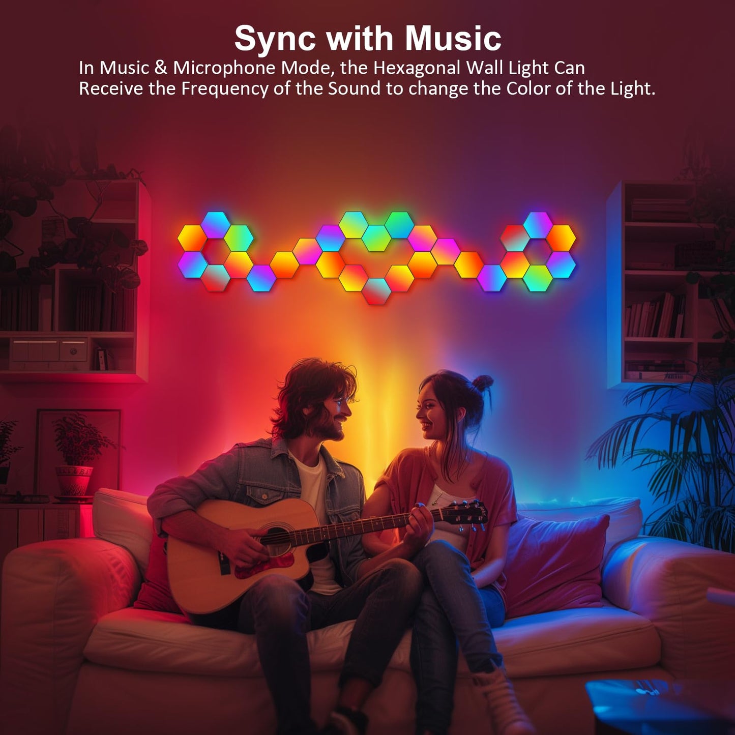 Hexagon LED Light Panels 8 Pack – RGB Wall Decor Lights with Music Sync, App & Remote – Modular Room Decor for Bedroom, Living Room, Gaming Setup, Gifts