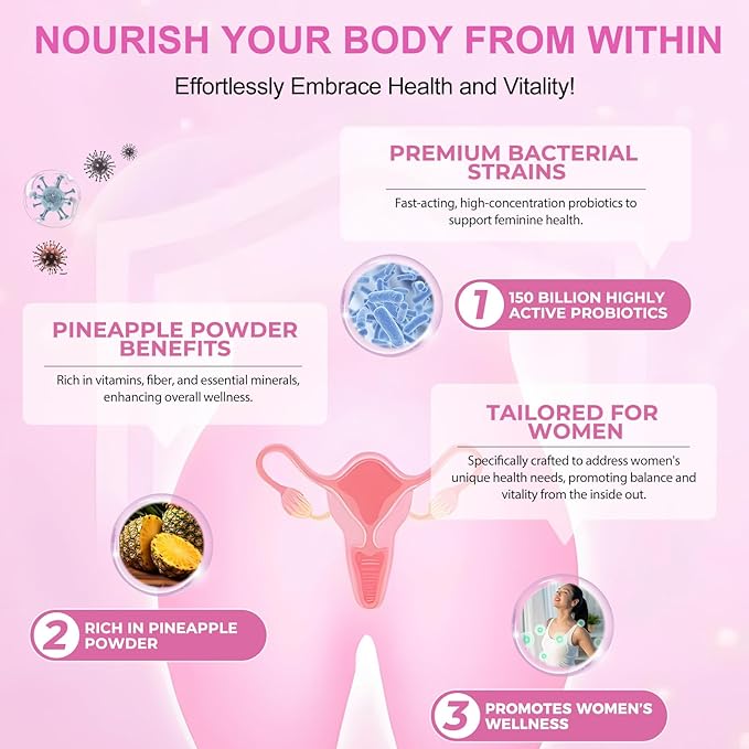Vital Sourcing Feminine Balance Gummies, Vaginal Probiotics for Women, Pineapple Gummies, Revitalize Vaginal Health, Optimize PH Balance - Probiotics for Digestive Health