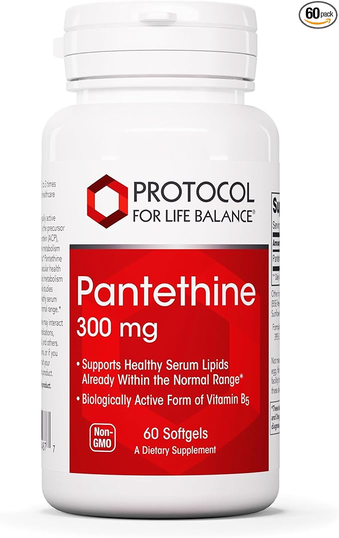 Protocol Pantethine 300mg - Active Form of Vitamin B5 - Liver Support* - Support Cholesterol Already Within Normal Range* - Pantethine Vitamin Supplement - 60 Softgels
