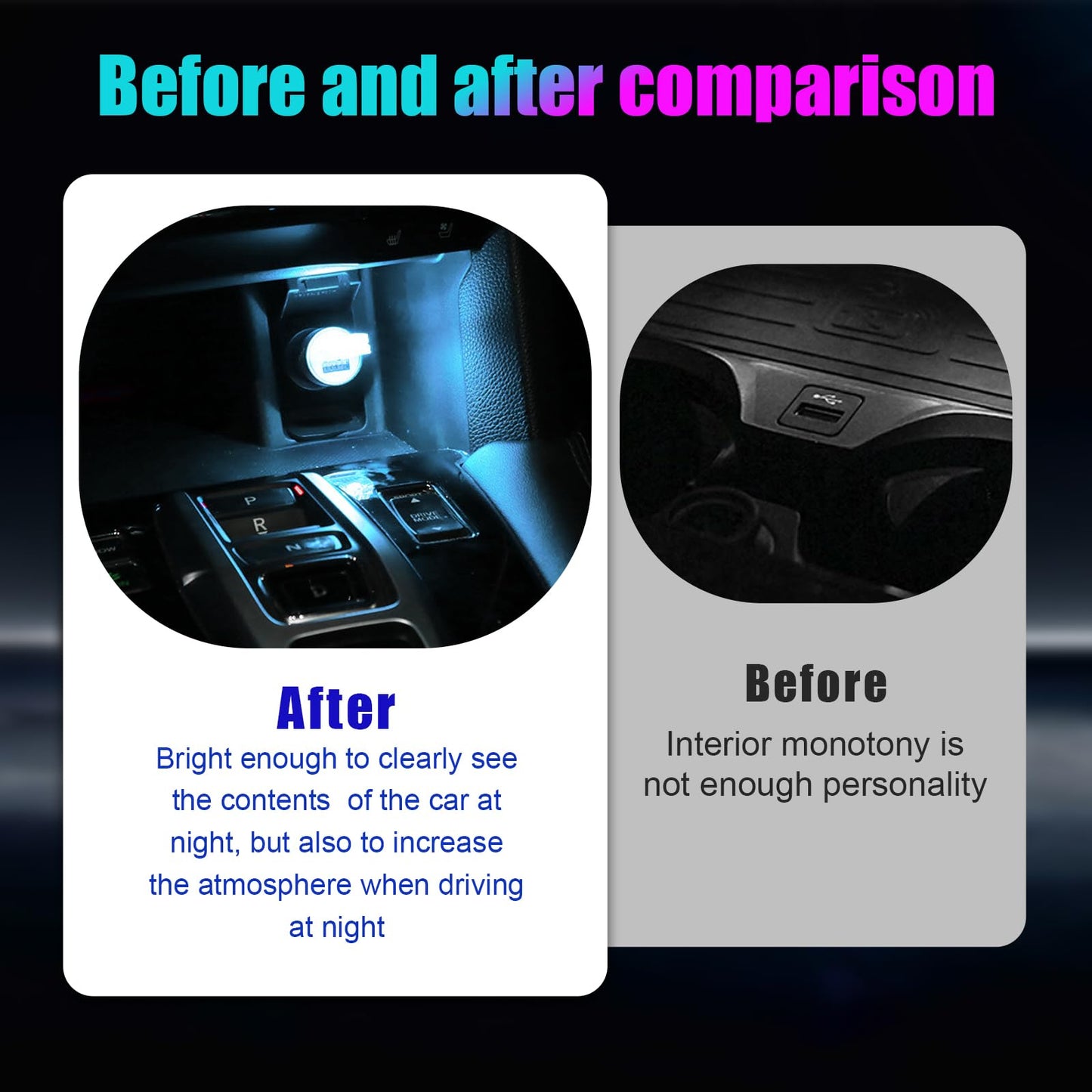 Sylvil 4 Pcs Usb Led Car Interior Atmosphere Lamp  Portable Mini Led Night Light  Plug-In Usb Interface Trunk Ambient Lighting Kit  Universal Interior Car Accessories (Ice Blue)
