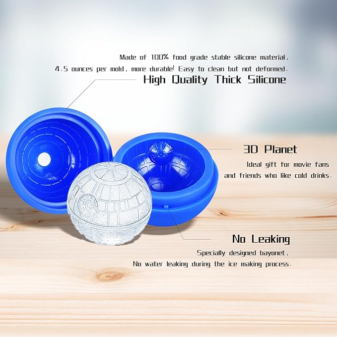 Planet Shaped Ice Cube Mold Large Ice Ball Maker Silicone Ice Mould Tray and Chocolate Maker Tools for Whiskey, Bourbon and Cool Drinks (2)