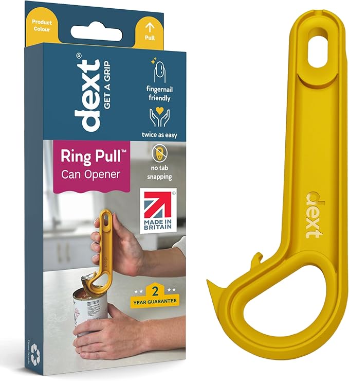 Dext - Ring Pull Can Opener, Pop Can Opener for Seniors, Arthritis, and Parkinson’s, Easy Open, Ergonomic Handle with Comfortable Grip. Perfect for Soda, Pet Food, and More (Apricot)