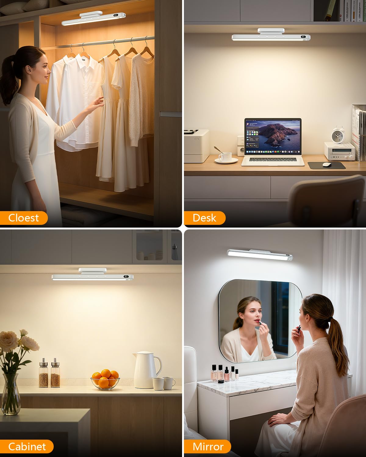 Willed 5W Motion Sensor Led Light Bar  Eye-Care Rechargeable Closet Light With Battery Level Display  Makeup Lighting  Motion Sensor Light Indoor For Cabinet  Closet  Desk And Bathroom