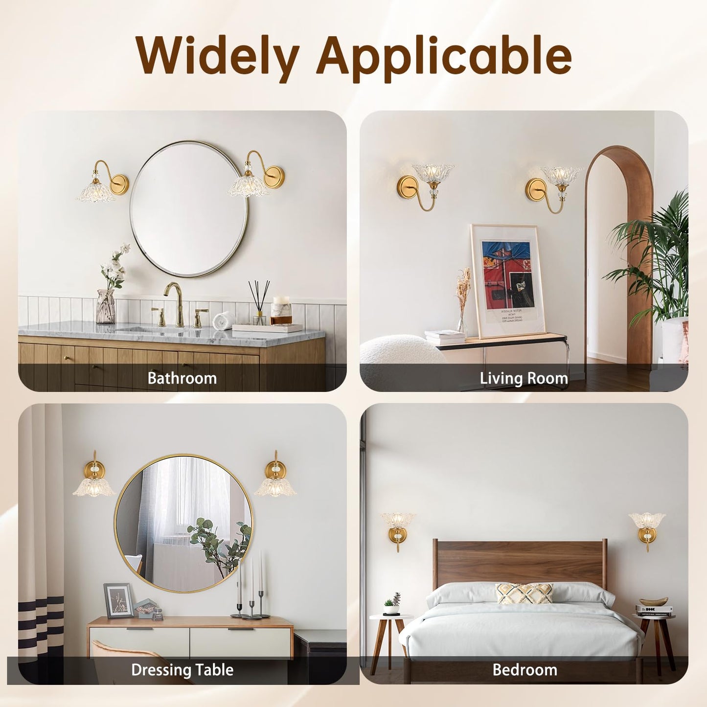 Sunkryster 1 Piece Vintage Wall Sconce With Floral Clear Glass Shade  Matte Brass Finish Wall Mount Lighting For Bathroom Vintage Bathroom Vanity Light Fixtures