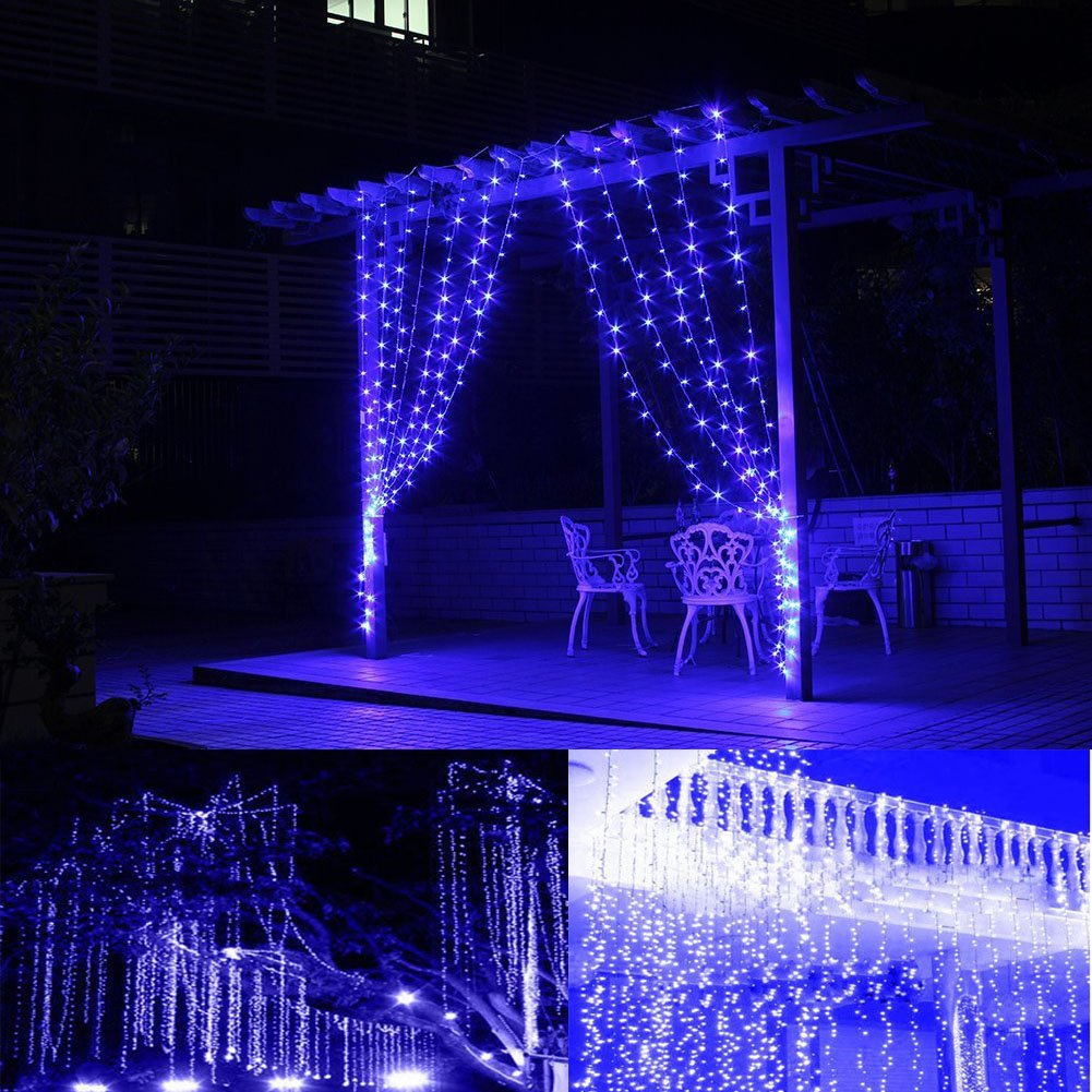FULLBELL Fairy Lights Outdoor String Lights 33ft 100 LED Transparent Wire Blue Model FLEDTKSL10MWW-B