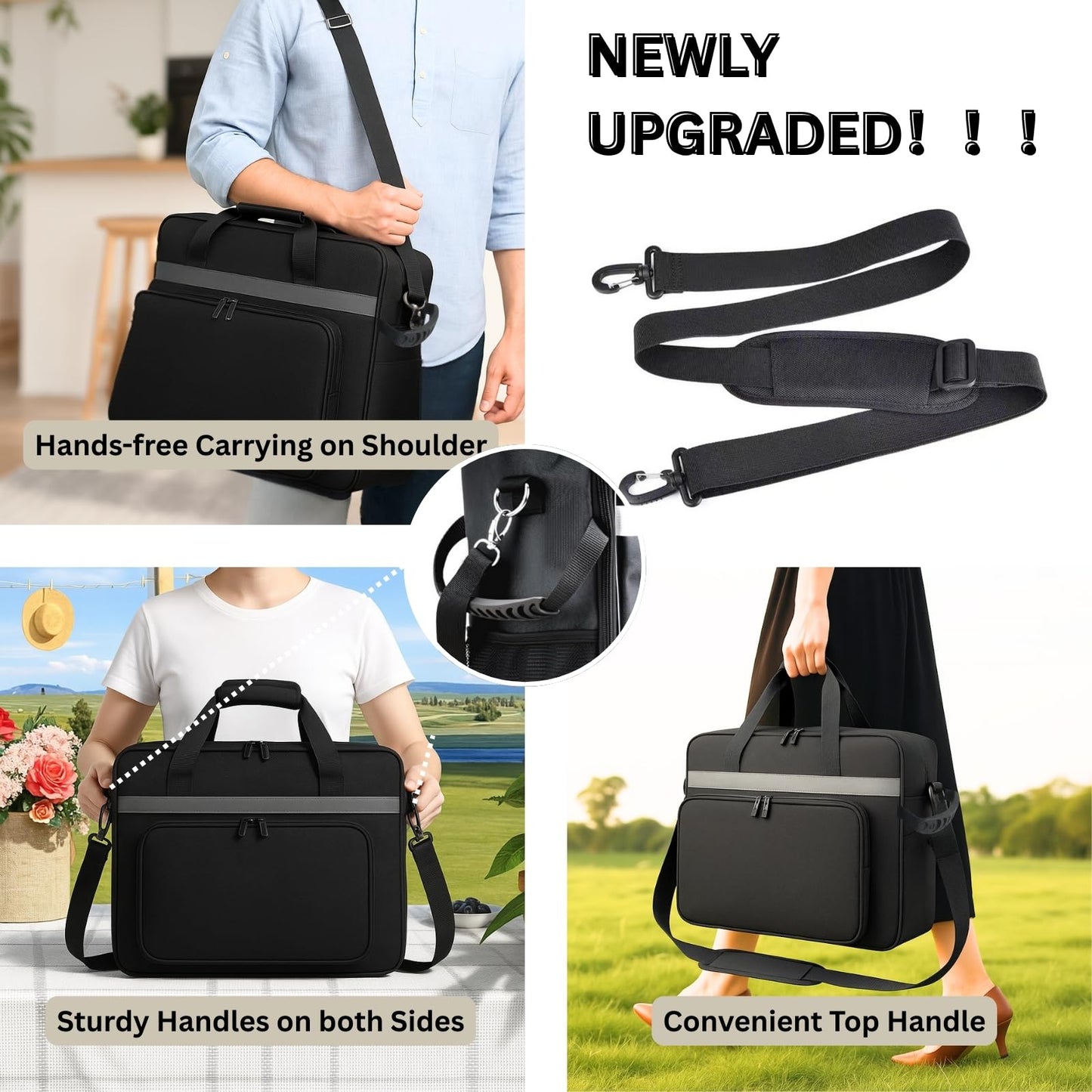Merrifete Carrying Bag for Ninja Slushie Machine FS301/FS300/FS299, Portable Tote Bag with Front-Opening Design, Side Handles, Padded Shoulder Strap for Frozen Drink Maker Accessories