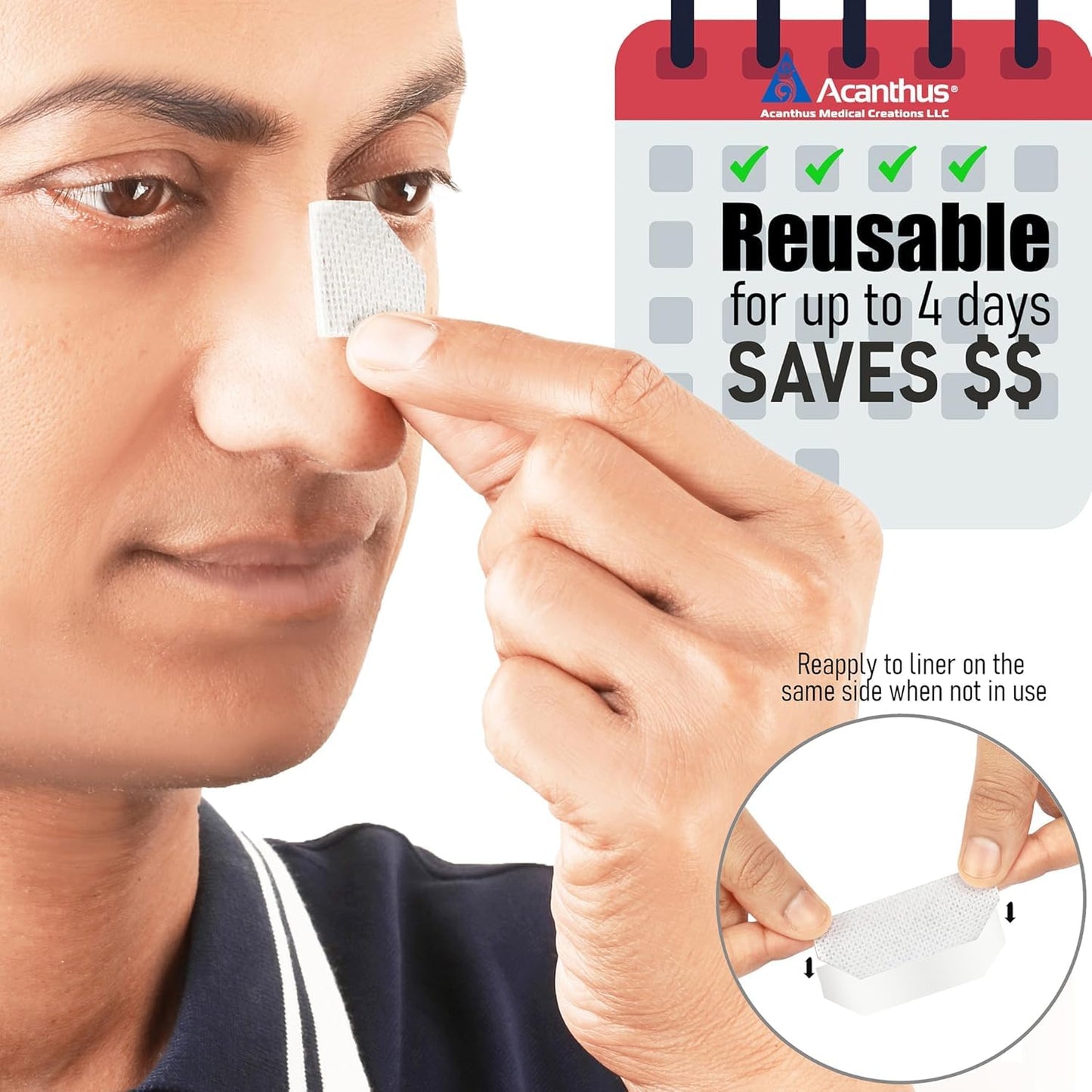 Acanthus - 12 Pack CPAP Nose Bridge Protectors (ANBP) Double for CPAP Mask Extra Cushion for Nasal Skin Protection - Reusable Latex-Free - CPAP Accessories Mask Liner - Pack of 12