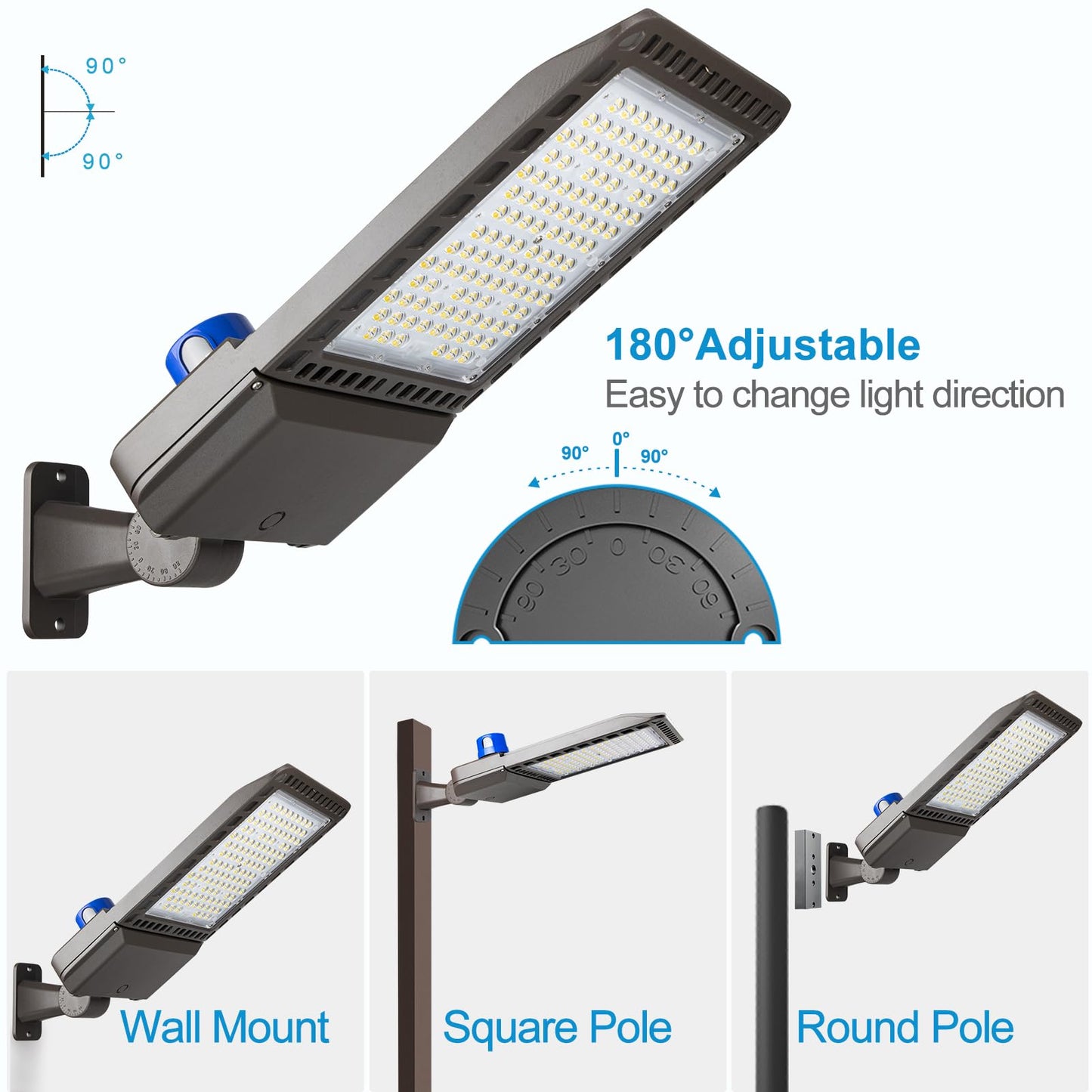 2Pack 480W(486X1W Led) Led Parking Lot Lights 72000Lm (150Lm/W) 5000K Etl Listed Led Parking Lot Lighting With Smart Photocell & Arm Mount (Coverage: 66~130Ft At Height:30~60Ft) 7Yrs Warranty