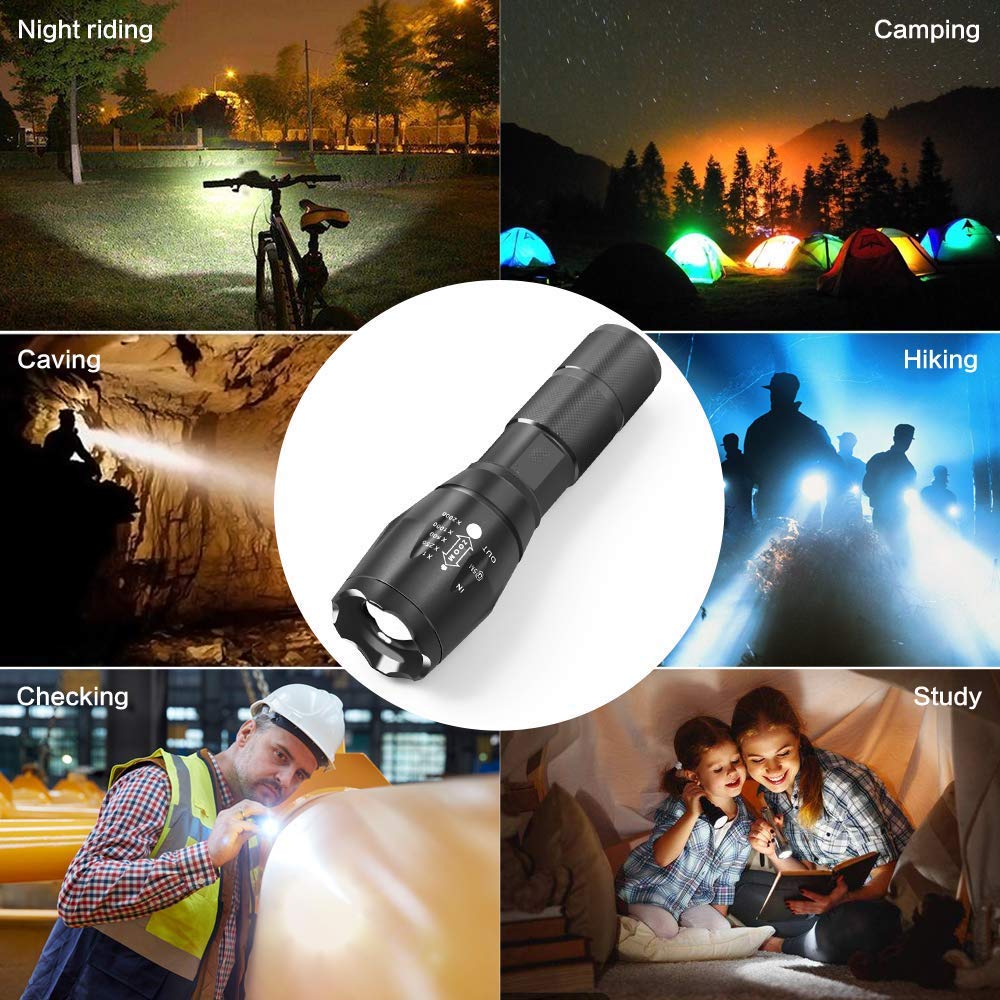 Modoao 3 Pack Led Flashlights - Super Bright, Zoomable, 5 Modes, White, Model B07J4Xfm31, Ideal For Camping, Hiking, Dog Walking