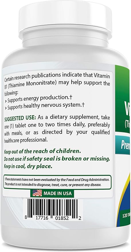 Best Naturals Vitamin B1 as Thiamine Mononitrate 500 mg & Vitamin B2 (Riboflavin) 400mg