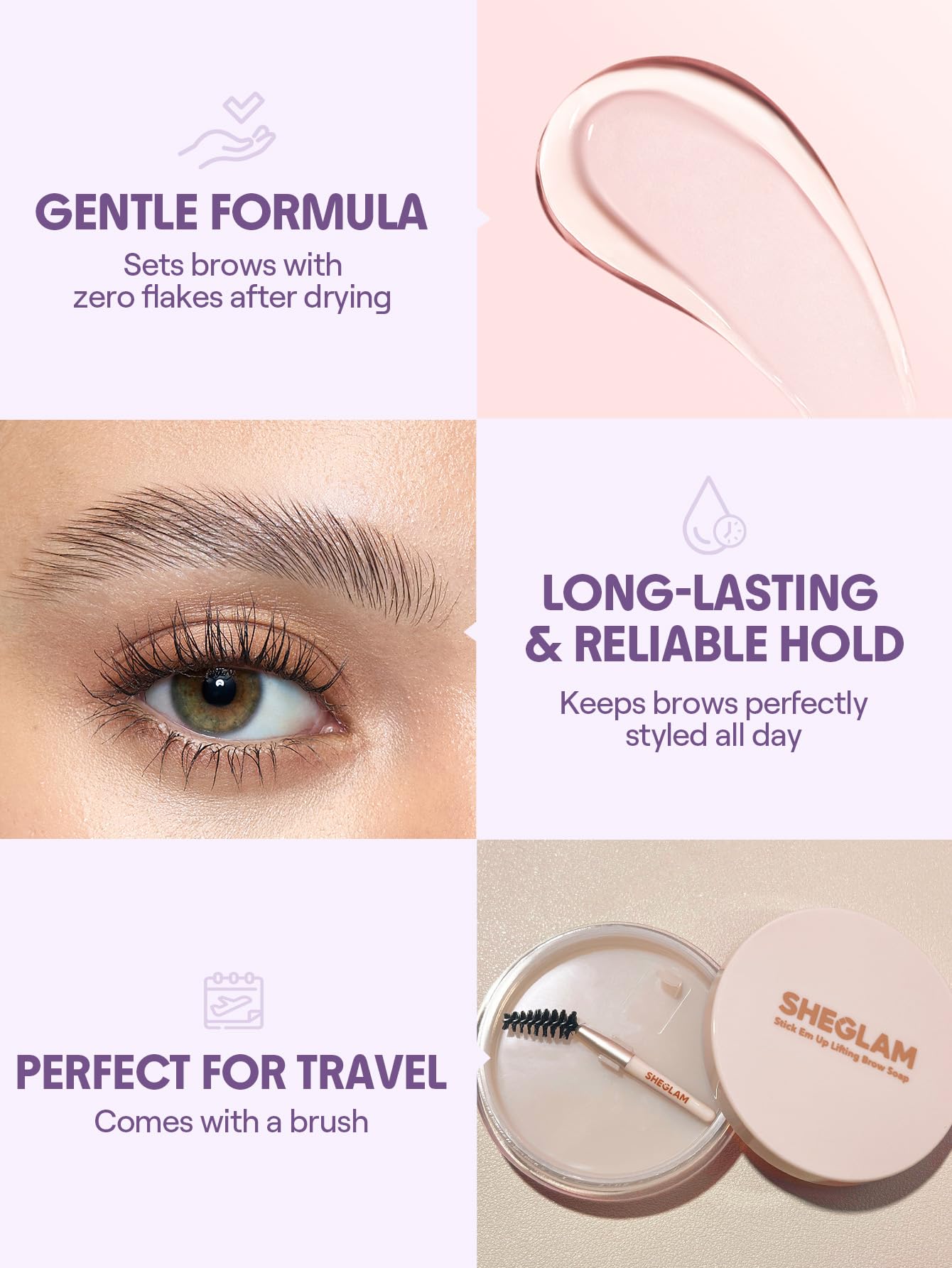 SHEGLAM Stick Em Up Lifting Brow Soap Eyebrow Gel Eyebrow Shaping Long Lasting Waterproof for Natural Brows