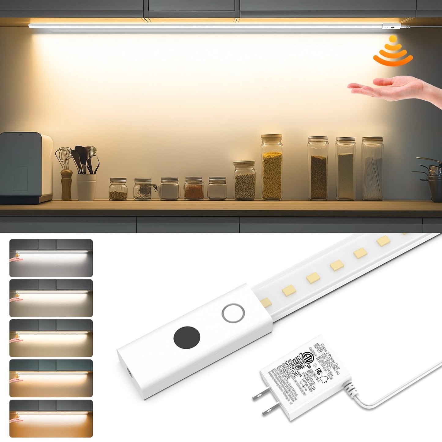 Smart Under Cabinet Lights  40In Plug In Under Cabinet Lighting With Handwave Sensor  Bright Dimmable 5 Color Temp Stick On Closet Light  Slim Cuttable Under Counter Lights For Kitchen Desk Shelf