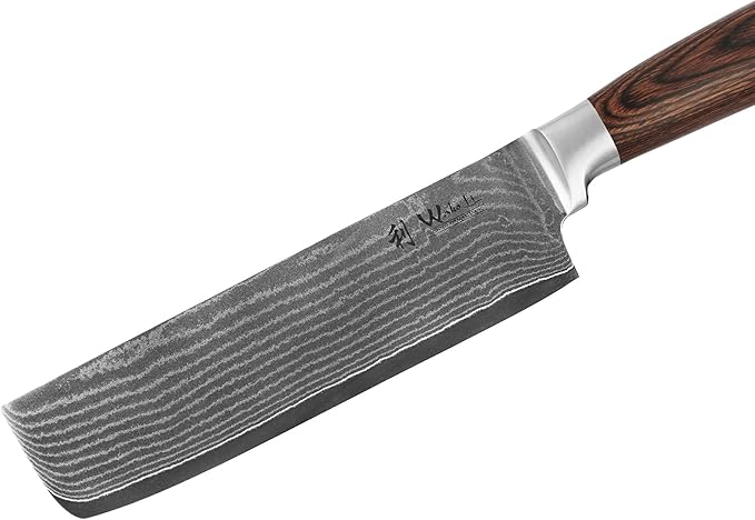 Wakoli EDIB Damascus Nakiri Knife – 6.9" Vegetable Knife with VG10 Core, Professional Kitchen Cutting Tool made of 67-Layer Damascus Steel & Ergonomic Pakkawood Handle