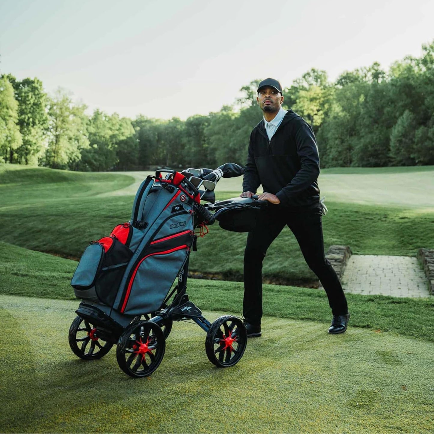 Bag Boy Quad Pro Push Cart, Black/Slate