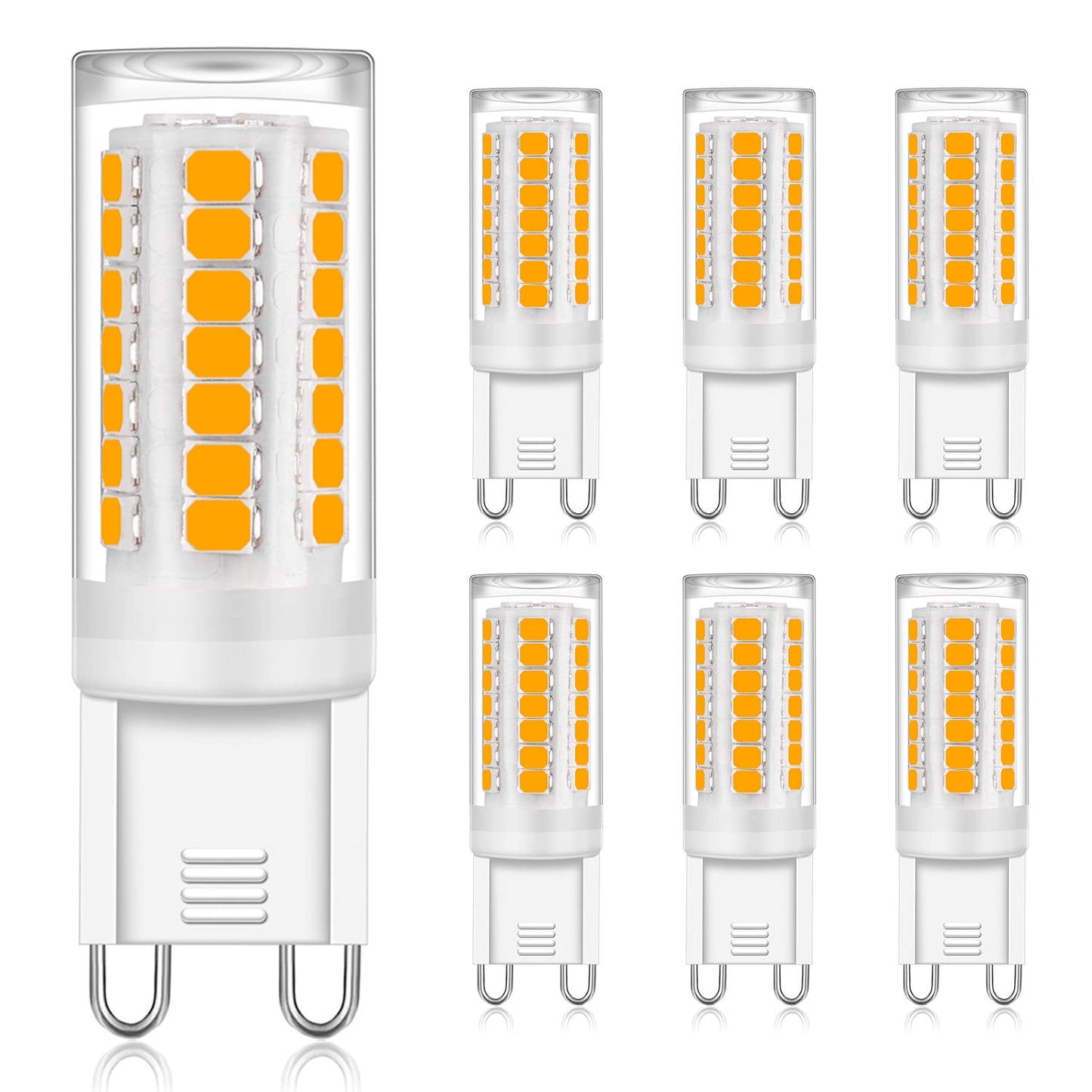Yuiip G9 Led Light Bulb, 4W Equivalent, Warm White 3000K, 400Lm, Ceramic Base, 6 Pack
